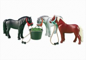 3 Ponies with Feeding Bucket (PM-6256)